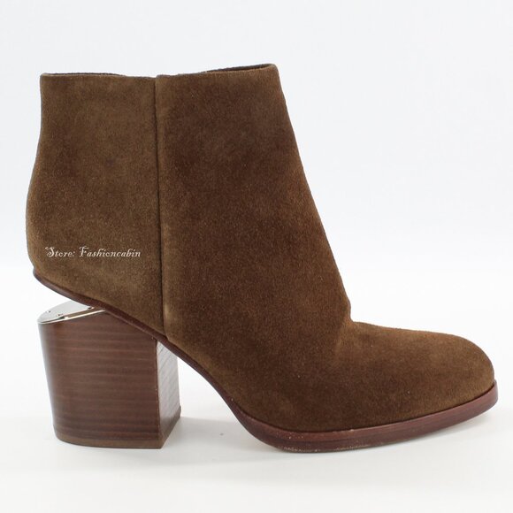 NEW Rare Alexander Wang Gabi Suede Ankle Boots | Cutout Heel | Iconic Designer - Picture 4 of 15